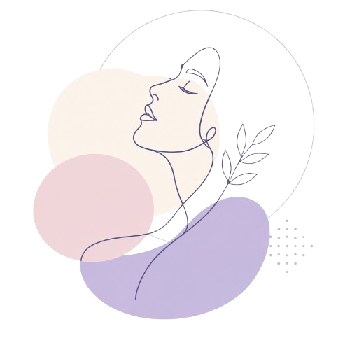 Line-art illustration of a woman in profile